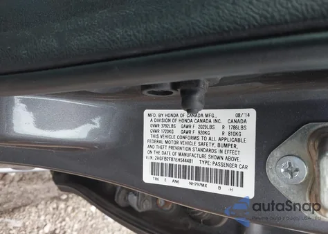 2014 Honda Civic Ex из США, поврежденный, VIN 2HGFB2F87EH544481